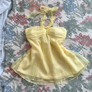 Canary yellow babydoll halter top